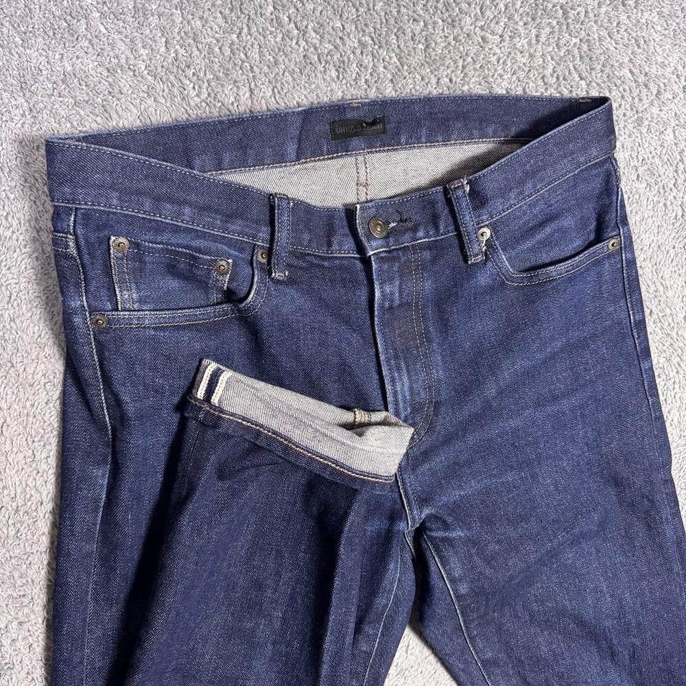 Uniqlo Selvedge Kaihara Slim Straight Indigo Raw Denim Jeans Men's 33x32